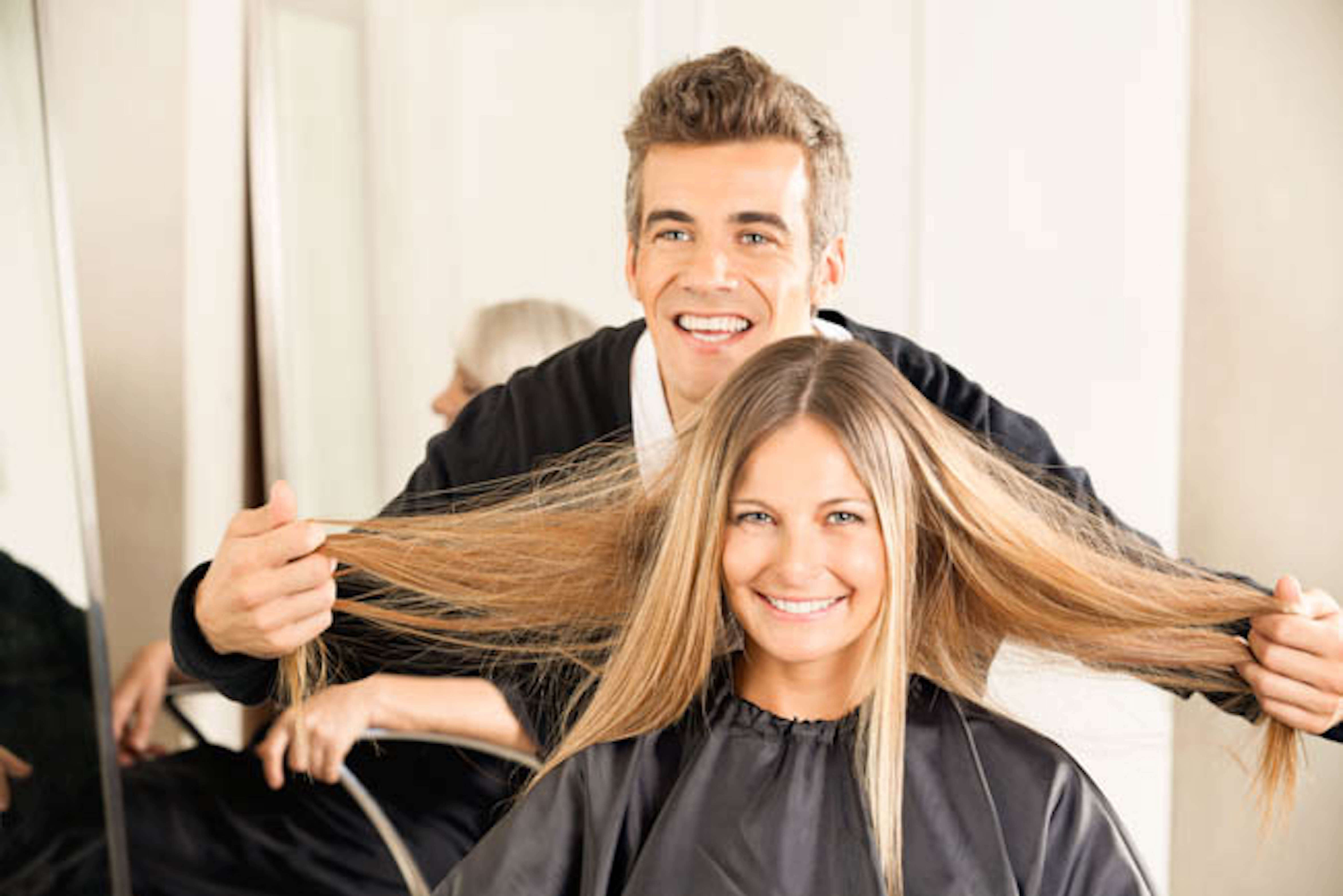man stylist with female client